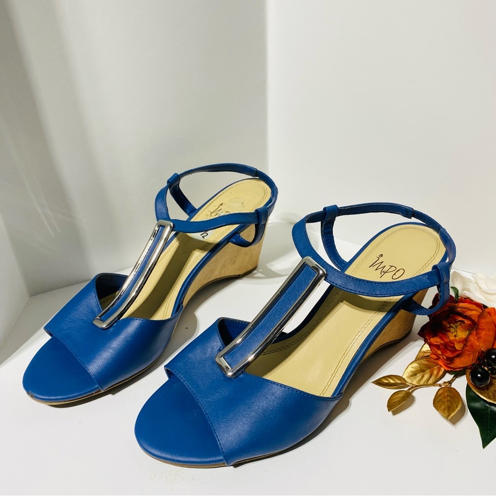 Impo Vivette Sling back Open toe Wedges Blue Sandals Size 9.5🌸